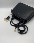 DKNY Black Leather Paige Crossbody Satchel