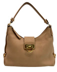 Salvatore Ferragamo Taupe Pebbled Leather Fanisa Hobo