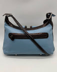 Brighton Sky Blue Pebbled Leather And Croc-Embossed Shoulder Bag