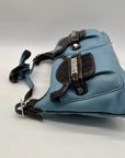 Brighton Sky Blue Pebbled Leather And Croc-Embossed Shoulder Bag