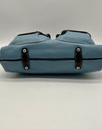 Brighton Sky Blue Pebbled Leather And Croc-Embossed Shoulder Bag