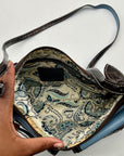 Brighton Sky Blue Pebbled Leather And Croc-Embossed Shoulder Bag