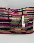 Aqua Multi-Color Straw Tote