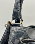 Furla Black Croc-Embossed Leather Tote Bag