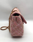 Karl Lagerfeld Pink And Gold Tweed Agyness Adjustable Shoulder Bag