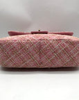 Karl Lagerfeld Pink And Gold Tweed Agyness Adjustable Shoulder Bag
