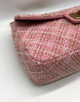 Karl Lagerfeld Pink And Gold Tweed Agyness Adjustable Shoulder Bag