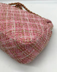 Karl Lagerfeld Pink And Gold Tweed Agyness Adjustable Shoulder Bag