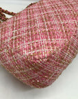 Karl Lagerfeld Pink And Gold Tweed Agyness Adjustable Shoulder Bag