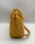 Brahmin Yellow Leather Croc Embossed Satchel Bag