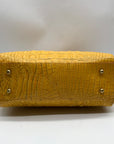 Brahmin Yellow Leather Croc Embossed Satchel Bag