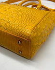 Brahmin Yellow Leather Croc Embossed Satchel Bag
