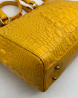 Brahmin Yellow Leather Croc Embossed Satchel Bag