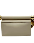 JW PEI Cream Leather Metal Pendant Embellished Clutch Bag