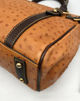 Dooney & Bourke Tangerine & Brown Ostrich Leather Pocket Satchel Bag