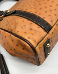 Dooney & Bourke Tangerine & Brown Ostrich Leather Pocket Satchel Bag