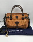 Dooney & Bourke Tangerine & Brown Ostrich Leather Pocket Satchel Bag