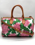 Dooney & Bourke White Pebbled Grain Hydrangea Floral Pattern Satchel Bag