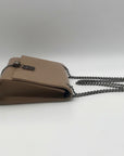 Badgley Mischka Taupe Vegan Leather Metal Tassel Crossbody