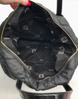 Anne Klein Black Nylon Quilted Puffed Tote Bag