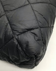 Anne Klein Black Nylon Quilted Puffed Tote Bag