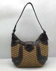 Brighton Brown Embossed Leather Jute Shoulder Bag