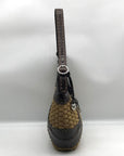 Brighton Brown Embossed Leather Jute Shoulder Bag
