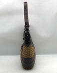 Brighton Brown Embossed Leather Jute Shoulder Bag