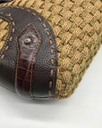 Brighton Brown Embossed Leather Jute Shoulder Bag