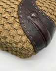Brighton Brown Embossed Leather Jute Shoulder Bag