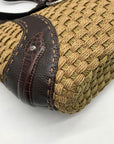 Brighton Brown Embossed Leather Jute Shoulder Bag