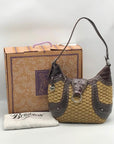 Brighton Brown Embossed Leather Jute Shoulder Bag