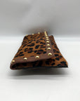 Beverly Feldman Brown Studded Leopard Print Clutch