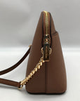 Michael Kors Luggage Brown Saffiano Leather Jet Set Dome Crossbody Bag