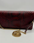 Lafayette 148 Red Leather Snake-Embossed Mini Crossbody Bag
