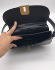 Mioztique Black Faux Leather Lyra Twist Lock Shoulder Bag