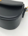 Mioztique Black Faux Leather Lyra Twist Lock Shoulder Bag