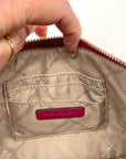 Michael Kors Empire Medium Pink Embellished Suede Chain Link Pouchette Bag