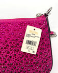 Michael Kors Empire Medium Pink Embellished Suede Chain Link Pouchette Bag