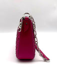 Michael Kors Empire Medium Pink Embellished Suede Chain Link Pouchette Bag