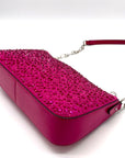 Michael Kors Empire Medium Pink Embellished Suede Chain Link Pouchette Bag
