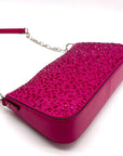 Michael Kors Empire Medium Pink Embellished Suede Chain Link Pouchette Bag