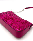 Michael Kors Empire Medium Pink Embellished Suede Chain Link Pouchette Bag