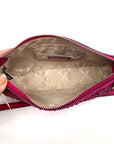 Michael Kors Empire Medium Pink Embellished Suede Chain Link Pouchette Bag