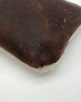 Raleigh Leather Brown Pebbled Leather & Cowhide Clutch