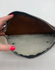 Raleigh Leather Brown Pebbled Leather & Cowhide Clutch