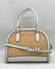 Kate Spade White Leather And Straw Reiley Dome Satchel