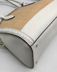 Kate Spade White Leather And Straw Reiley Dome Satchel
