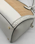 Kate Spade White Leather And Straw Reiley Dome Satchel