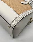 Kate Spade White Leather And Straw Reiley Dome Satchel